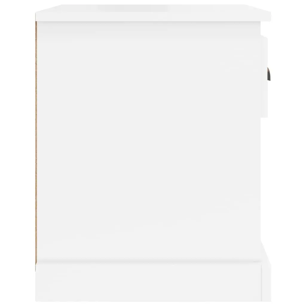 Bedside Cabinet White High Gloss 39x39x47.5cm Engineered Wood Nightstand Storage Table