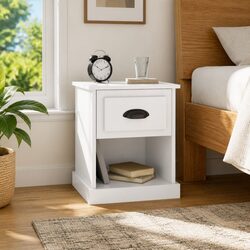 Set of 2 White High Gloss Nightstands with Storage