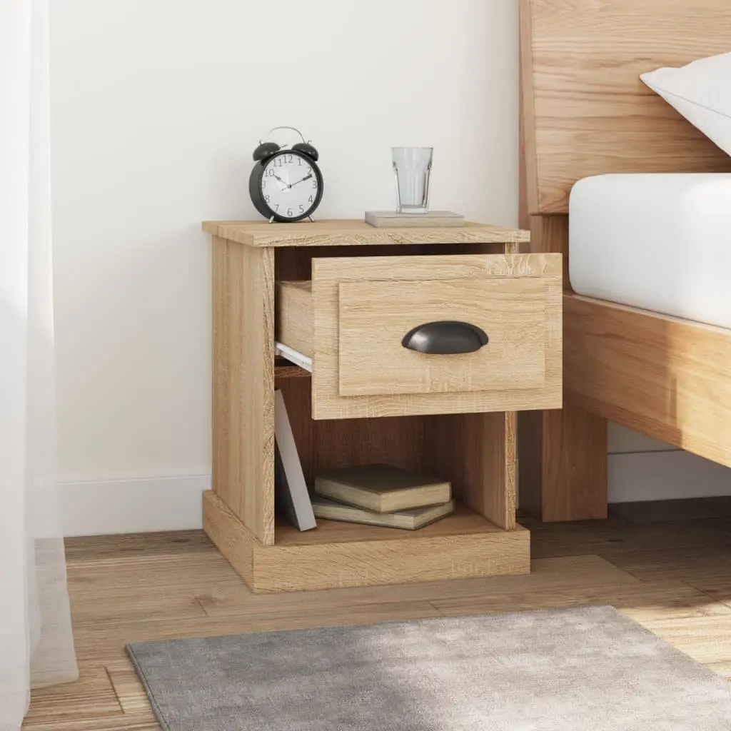 Bedside Cabinet Brown Engineered Wood 39 x 39 x 47.5 cm 2 Pieces Nightstand Side Table Storage