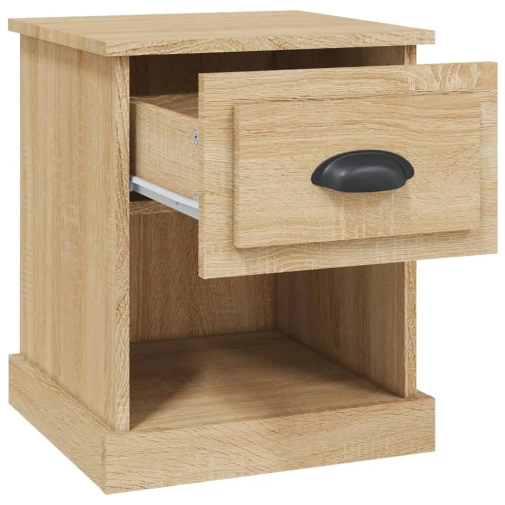 Bedside Cabinet Brown Engineered Wood 39 x 39 x 47.5 cm 2 Pieces Nightstand Side Table Storage