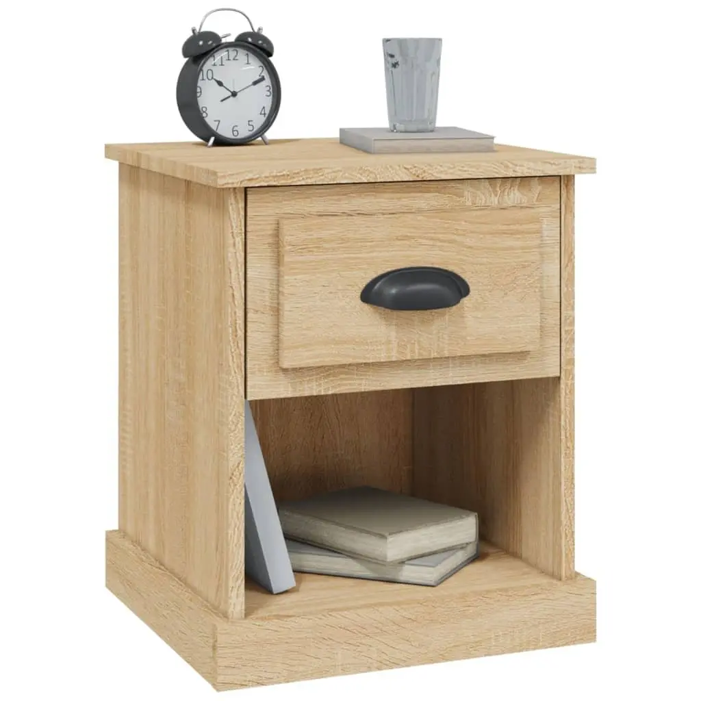 Bedside Cabinet Brown Engineered Wood 39 x 39 x 47.5 cm 2 Pieces Nightstand Side Table Storage