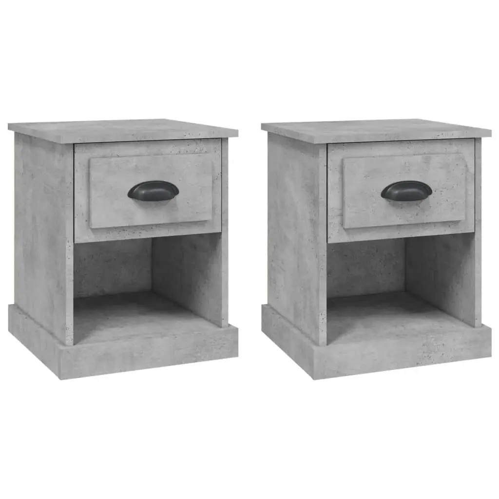Bedside Cabinets Grey 39x39x47.5 cm Engineered Wood Nightstand Storage 2 Piece