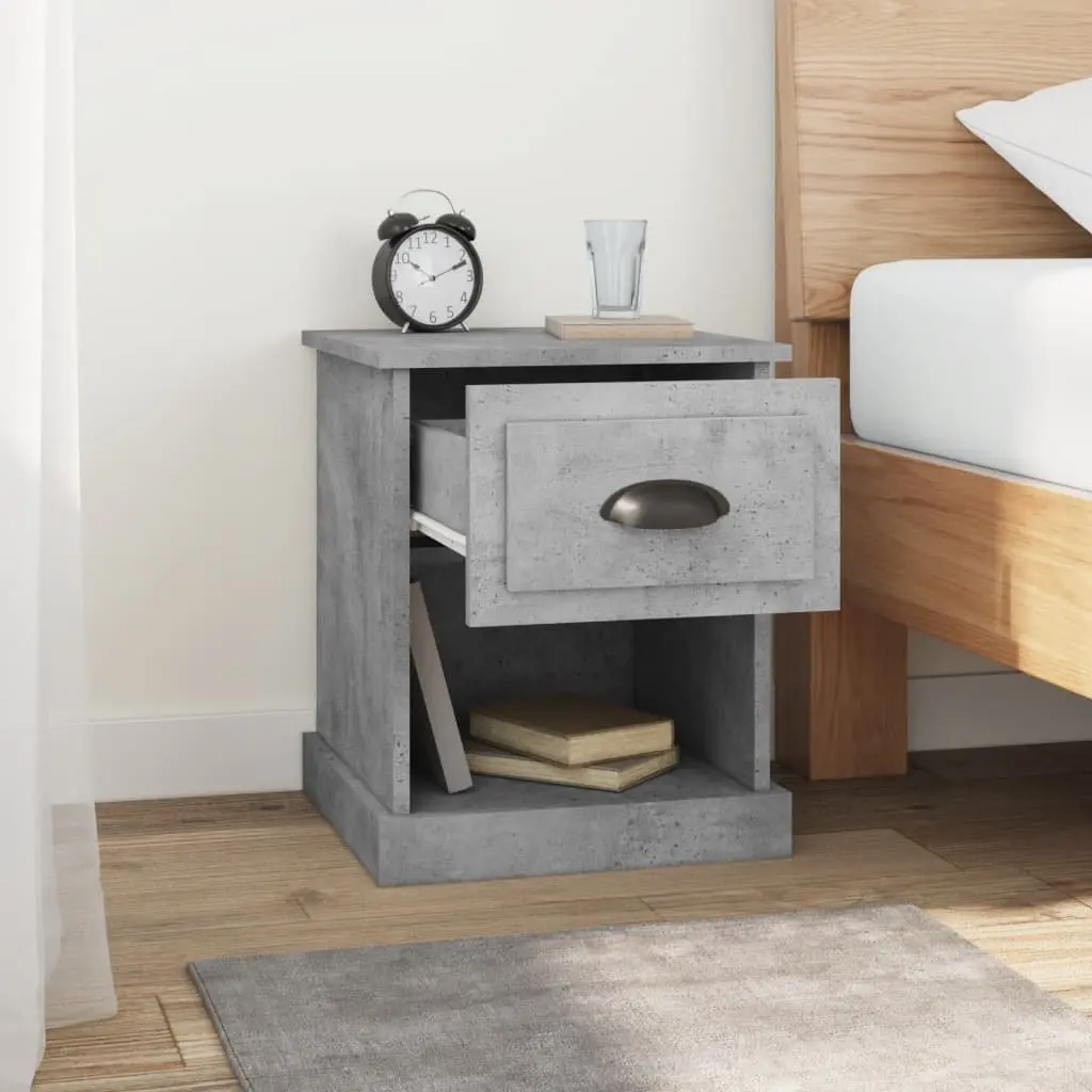 Bedside Cabinets Grey 39x39x47.5 cm Engineered Wood Nightstand Storage 2 Piece