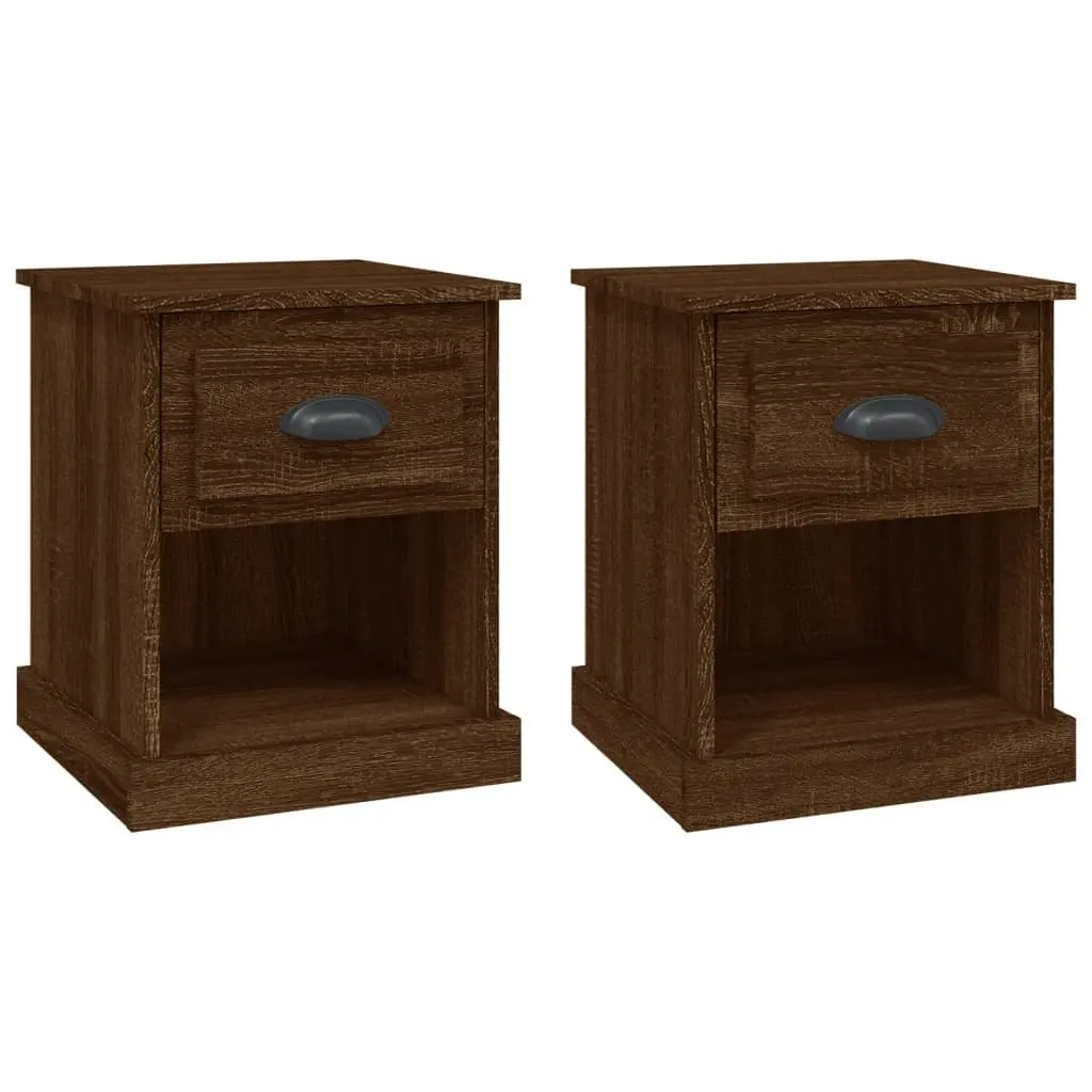 Bedside Cabinets 2 pcs Brown Oak 39x39x47.5 cm Engineered Wood Nightstand