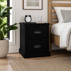 Stylish Black Bedside Cabinet with 2 Drawers