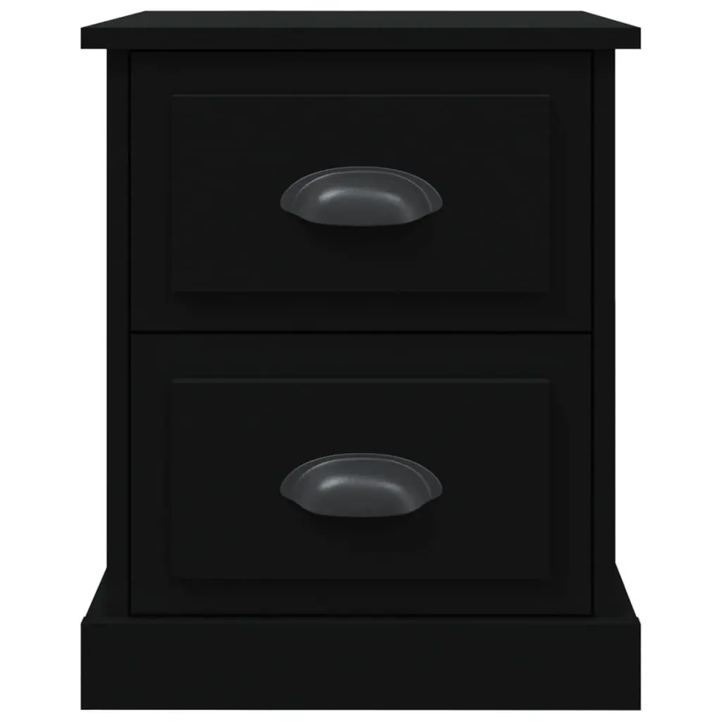 Bedside Cabinet 2 Drawer Nightstand Side Table Storage Black 39x39x47.5cm