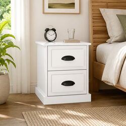 Elegant 2 Drawer Nightstand in White Gloss