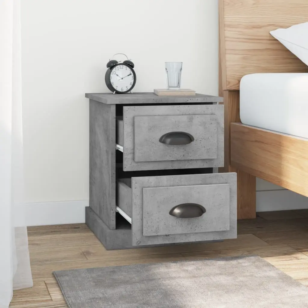 Grey Bedside Cabinet with 2 Drawers 39x39x47.5 cm