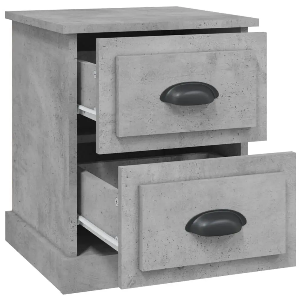 Grey Bedside Cabinet with 2 Drawers 39x39x47.5 cm