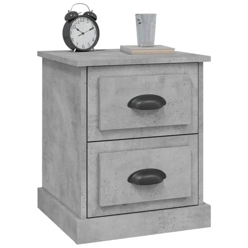 Grey Bedside Cabinet with 2 Drawers 39x39x47.5 cm