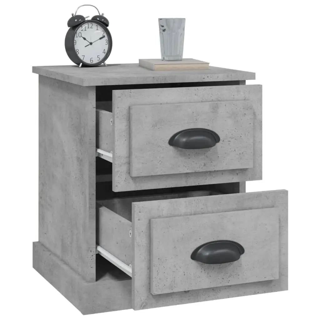 Grey Bedside Cabinet with 2 Drawers 39x39x47.5 cm