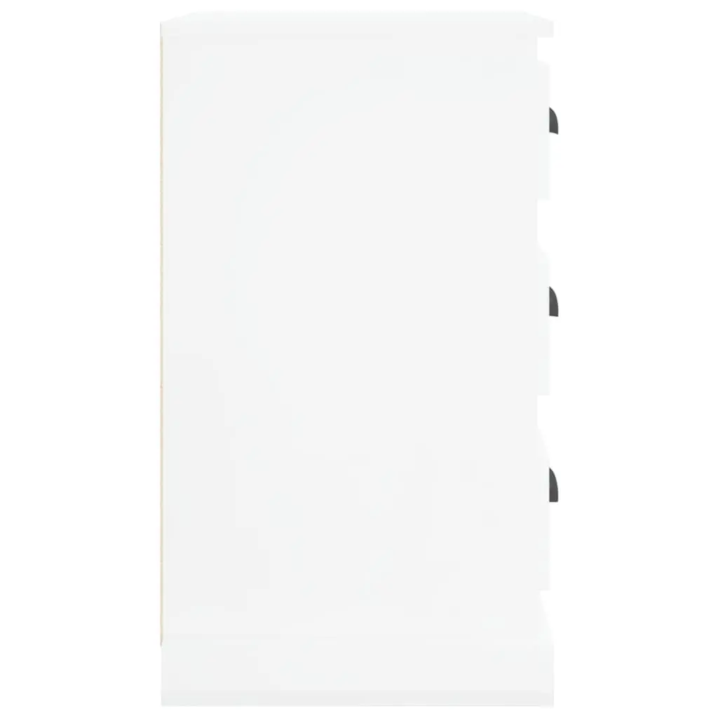 Bedside Cabinet White High Gloss 3 Drawer Engineered Wood Nightstand Storage Table