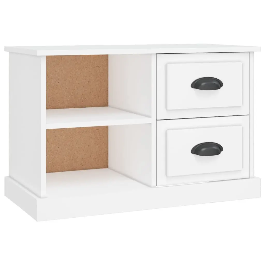 TV Cabinet White Engineered Wood 73 x 35.5 x 47.5 cm Storage Unit with Drawers Open Compartments