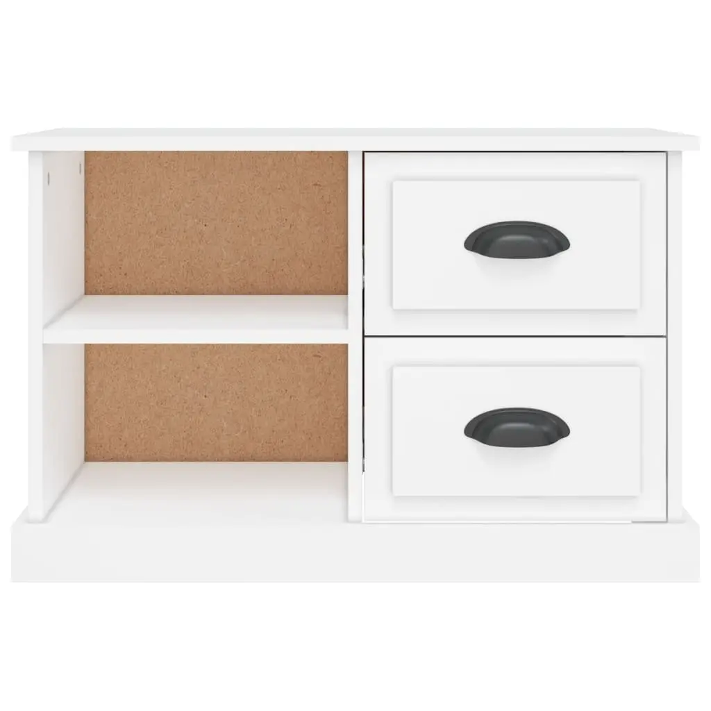 TV Cabinet White Engineered Wood 73 x 35.5 x 47.5 cm Storage Unit with Drawers Open Compartments