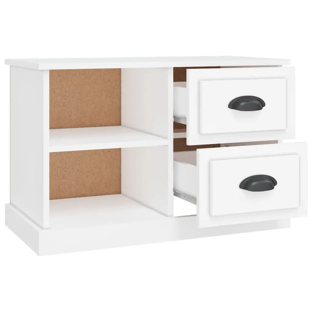 TV Cabinet White Engineered Wood 73 x 35.5 x 47.5 cm Storage Unit with Drawers Open Compartments