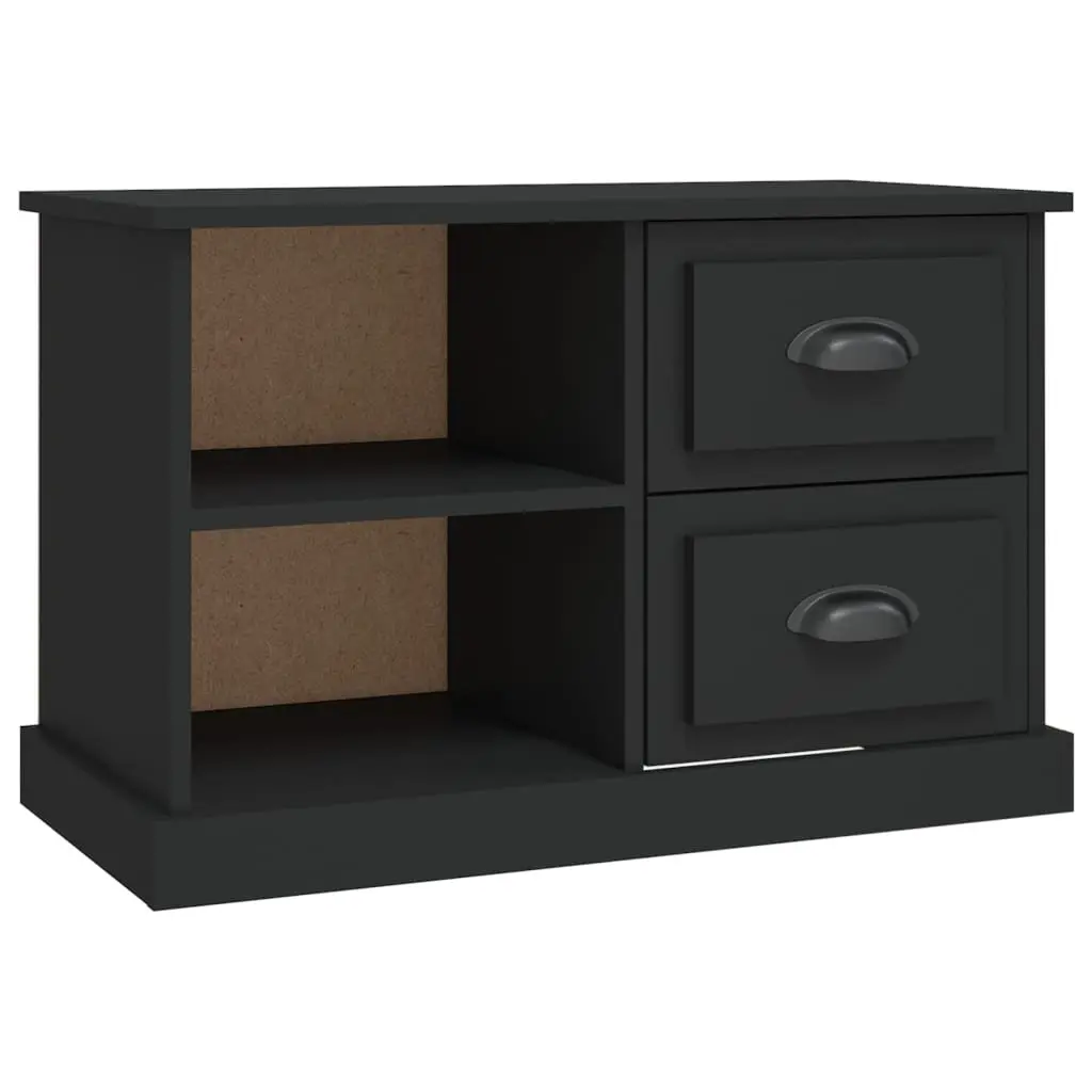 TV Cabinet Black 73x35.5x47.5 cm Engineered Wood with 2 Drawers Open Compartments