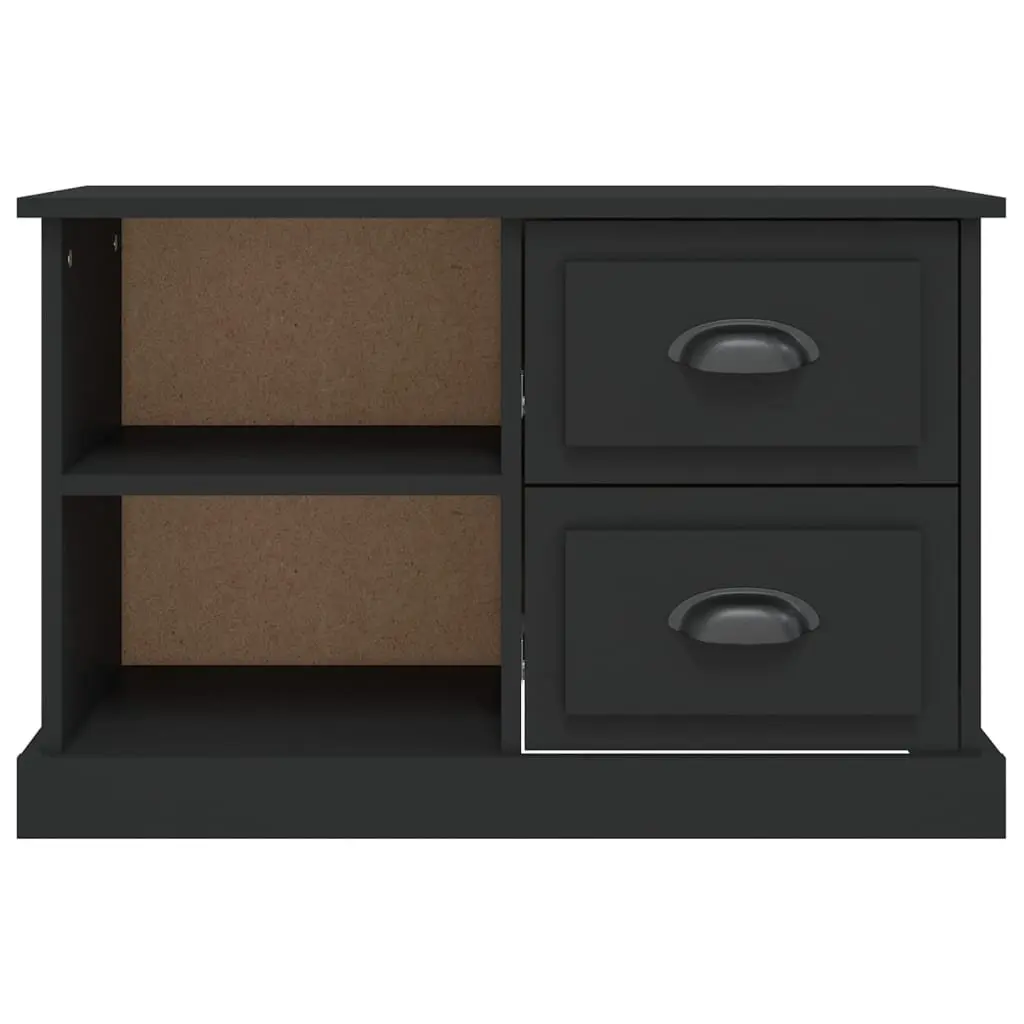 TV Cabinet Black 73x35.5x47.5 cm Engineered Wood with 2 Drawers Open Compartments