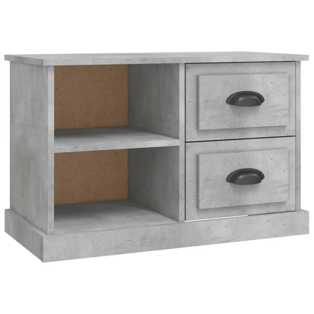 TV Cabinet Grey 73x35.5x47.5cm Engineered Wood Living Room Unit Drawers Open Compartments