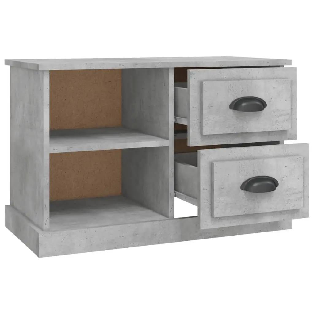 TV Cabinet Grey 73x35.5x47.5cm Engineered Wood Living Room Unit Drawers Open Compartments