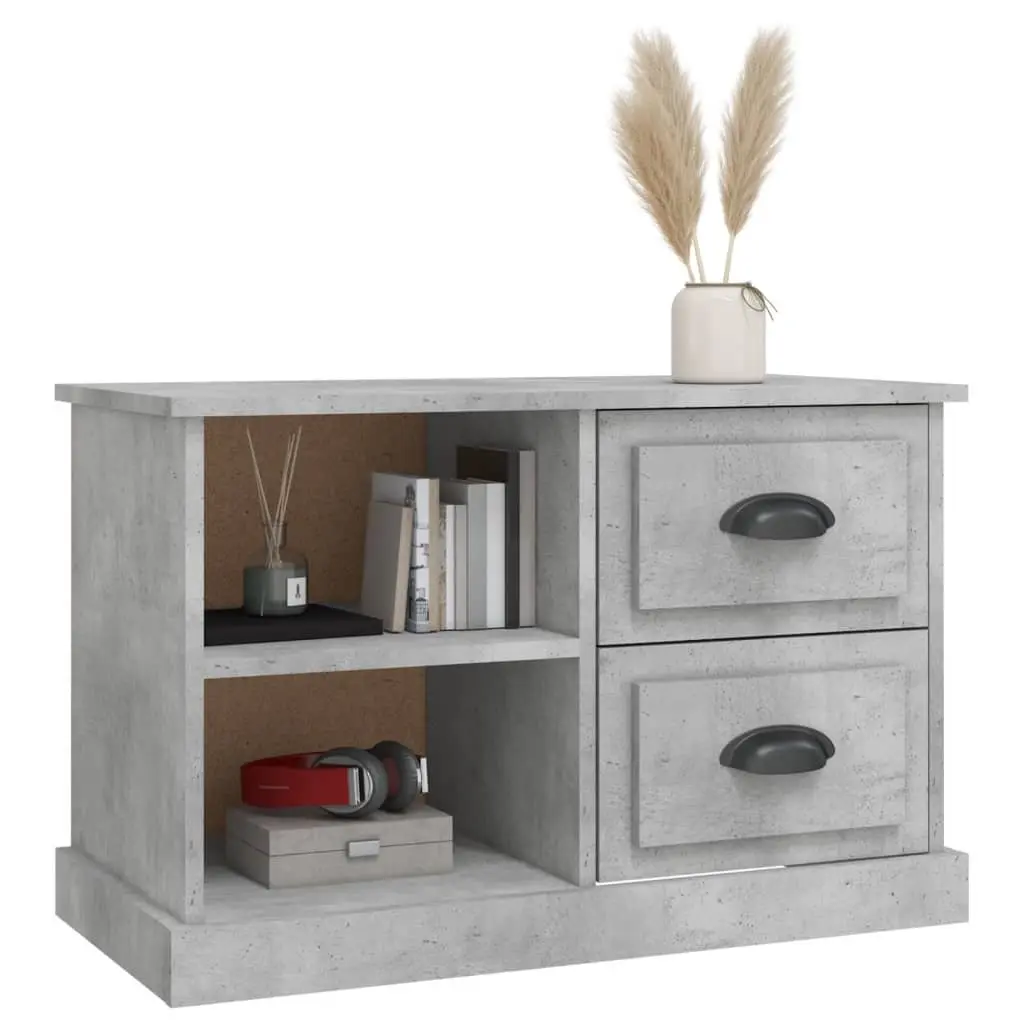 TV Cabinet Grey 73x35.5x47.5cm Engineered Wood Living Room Unit Drawers Open Compartments
