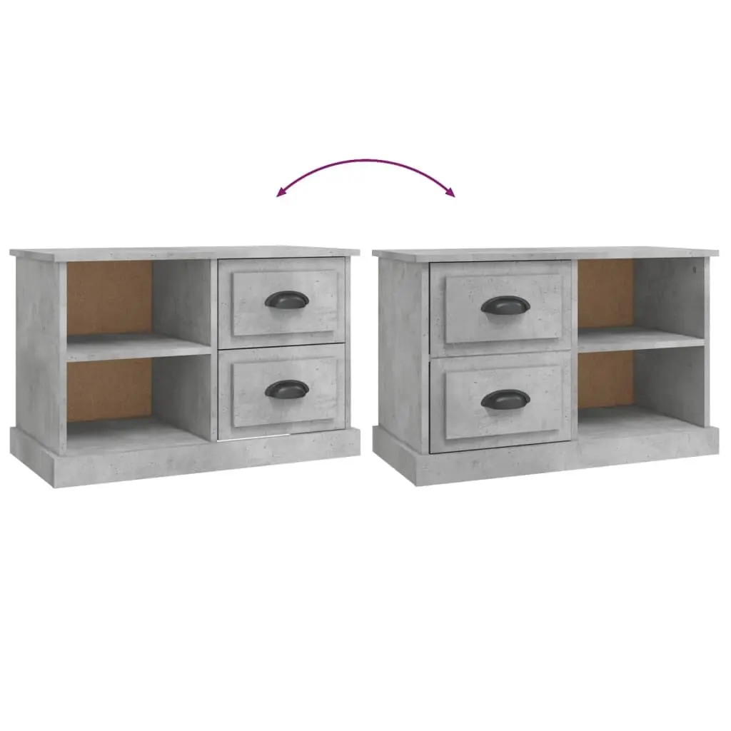TV Cabinet Grey 73x35.5x47.5cm Engineered Wood Living Room Unit Drawers Open Compartments