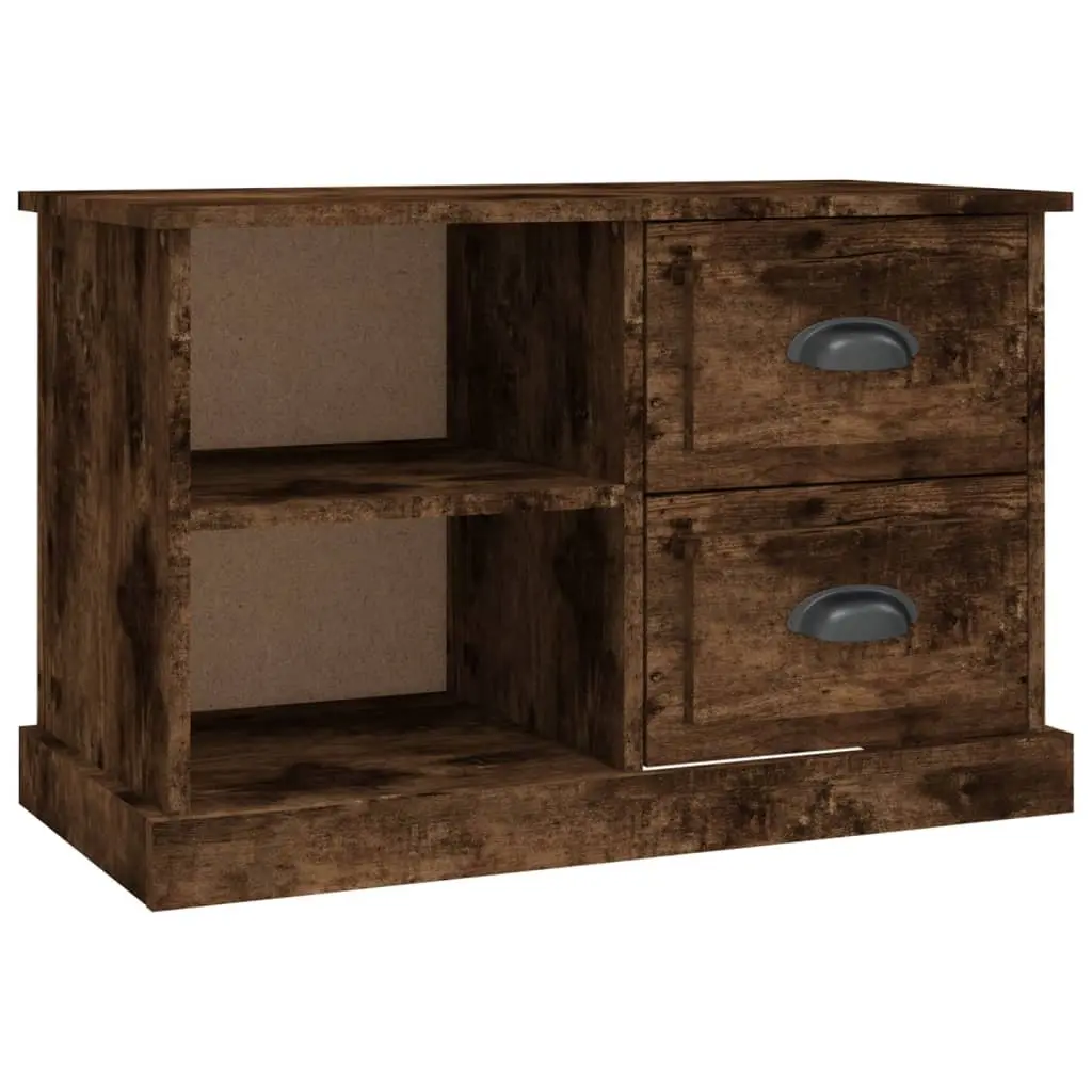 TV Cabinet Brown Smoked Oak 73 x 35.5 x 47.5 cm Engineered Wood Storage Unit with Drawers and Open Compartments for Living Room