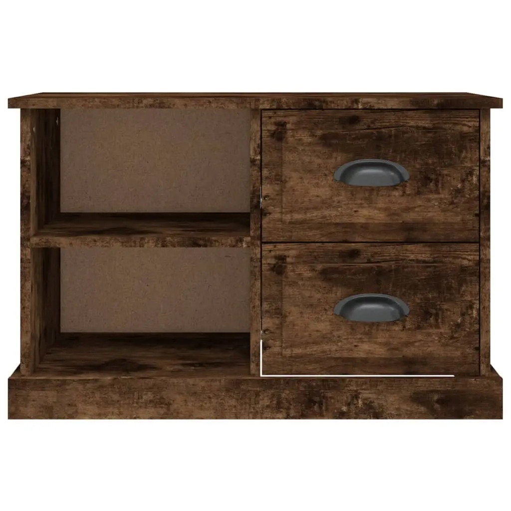 TV Cabinet Brown Smoked Oak 73 x 35.5 x 47.5 cm Engineered Wood Storage Unit with Drawers and Open Compartments for Living Room