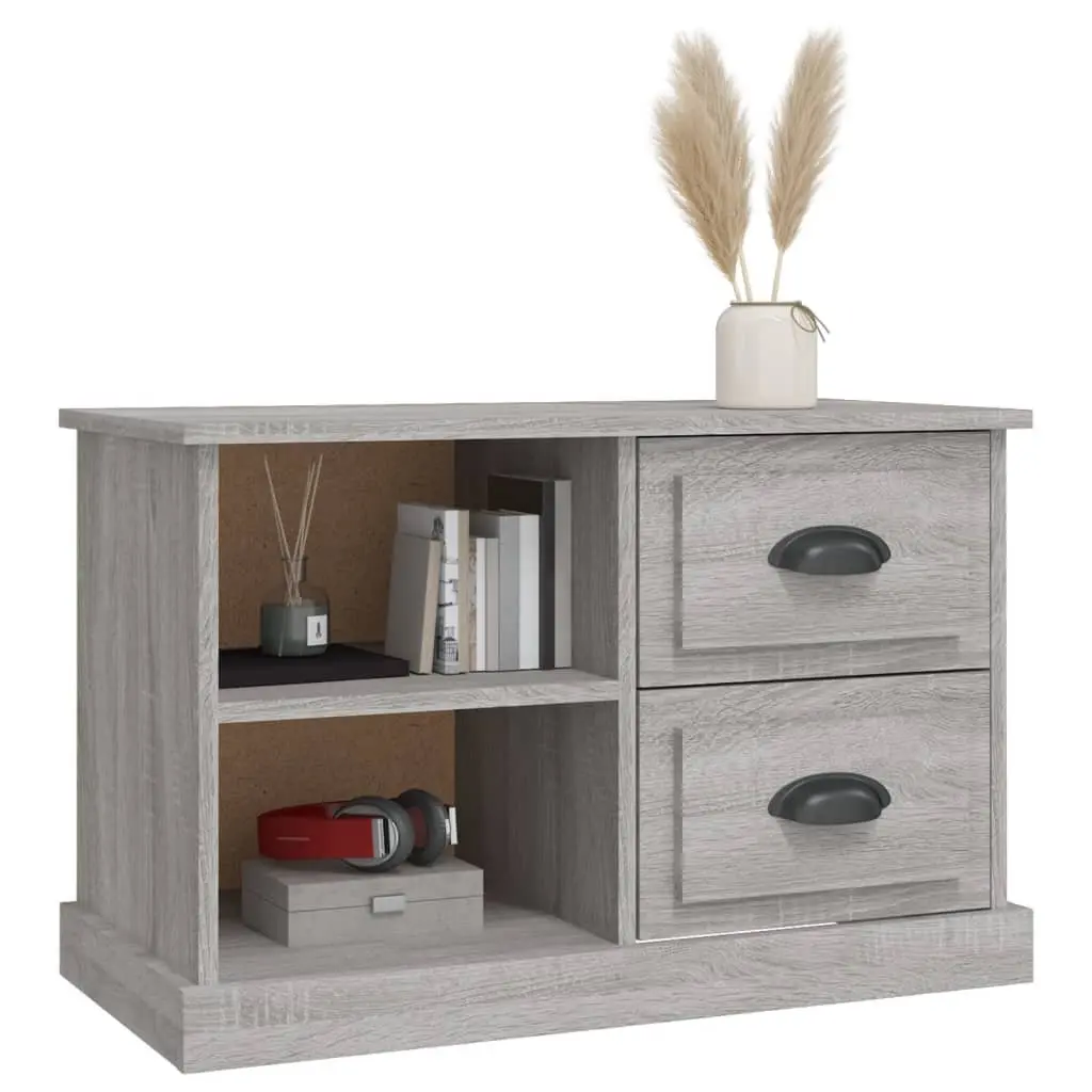 TV Cabinet Grey Sonoma Engineered Wood 73 x 35.5 x 47.5 cm with Drawers Open Compartments