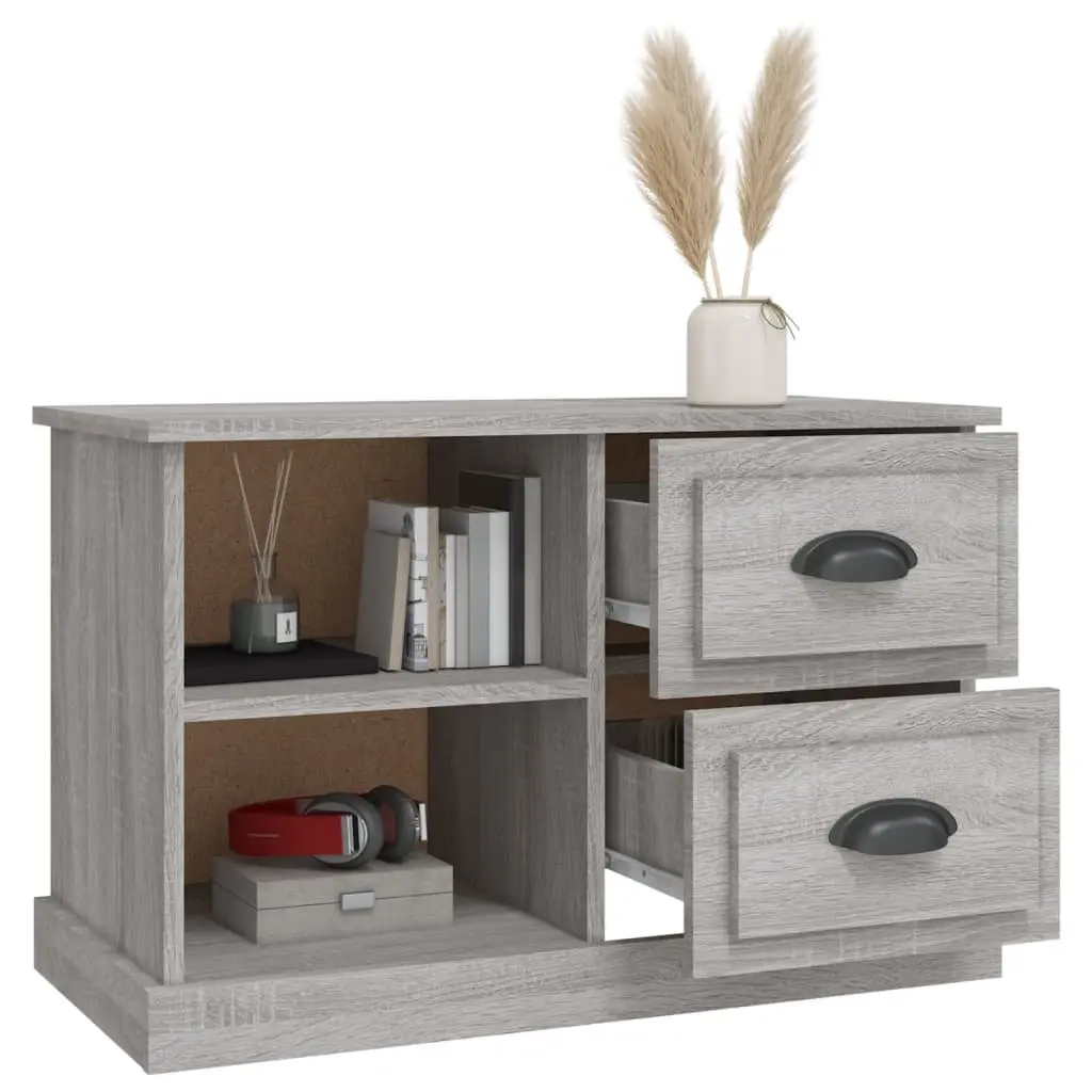 TV Cabinet Grey Sonoma Engineered Wood 73 x 35.5 x 47.5 cm with Drawers Open Compartments