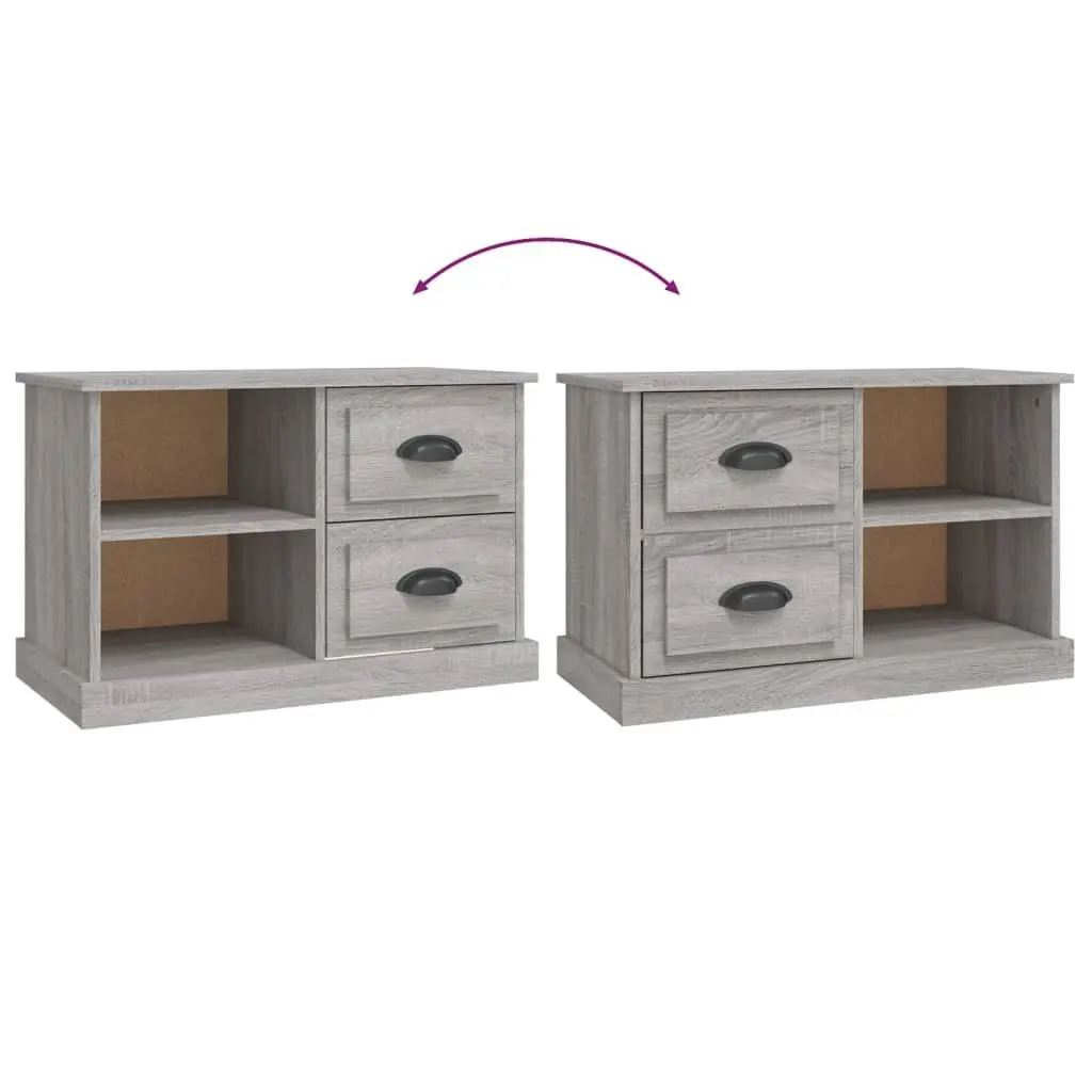 TV Cabinet Grey Sonoma Engineered Wood 73 x 35.5 x 47.5 cm with Drawers Open Compartments