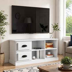 Stylish White TV Cabinet with Storage Drawers