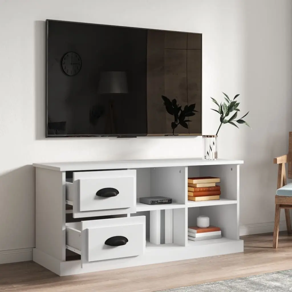 White TV Cabinet with Storage Drawers