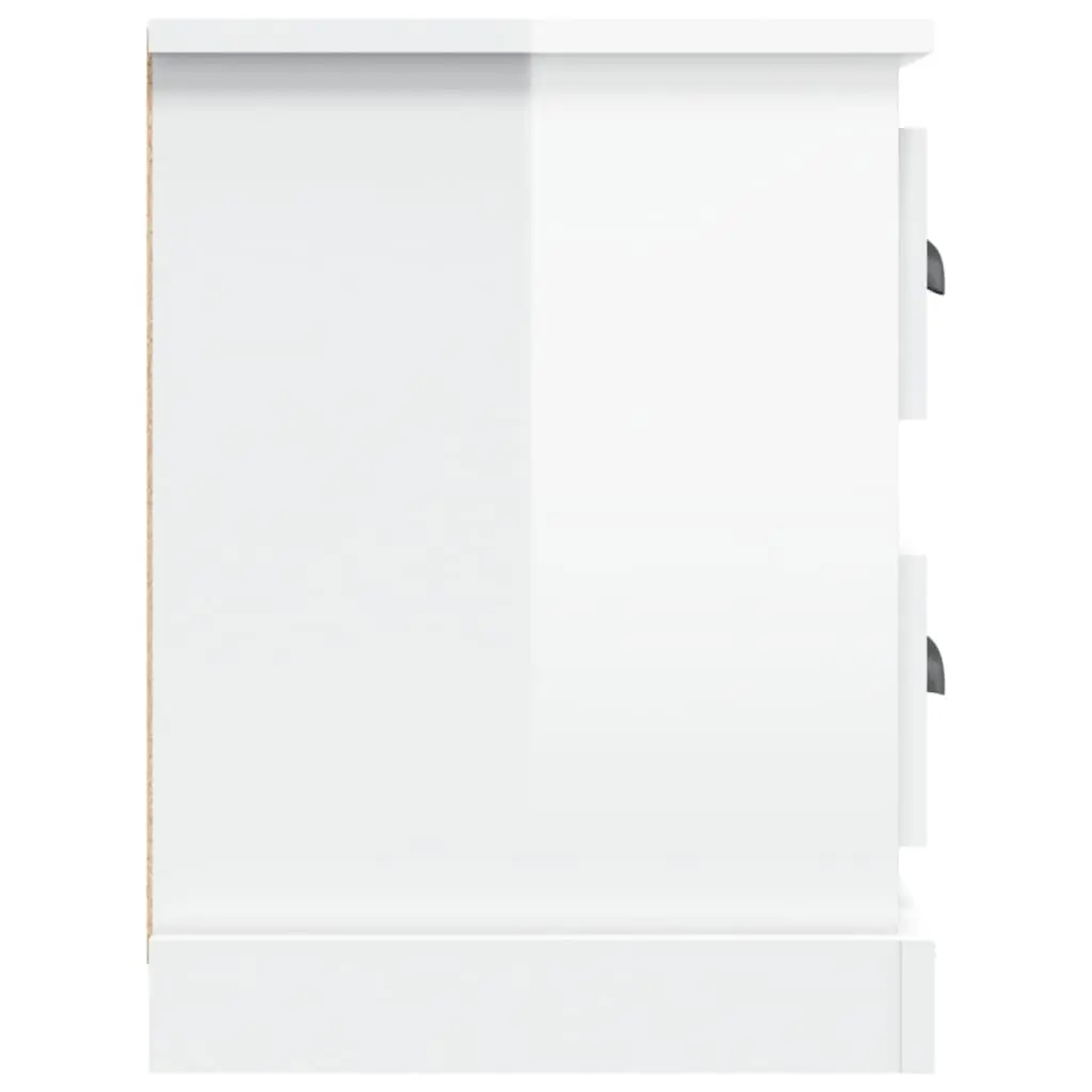 TV Cabinet High Gloss White Engineered Wood 102cm 2 Drawers 4 Compartments