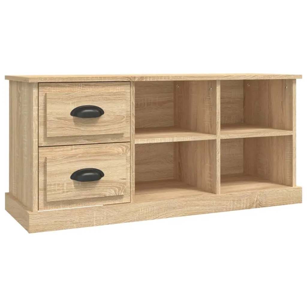 Brown Engineered Wood TV Cabinet with Open Storage