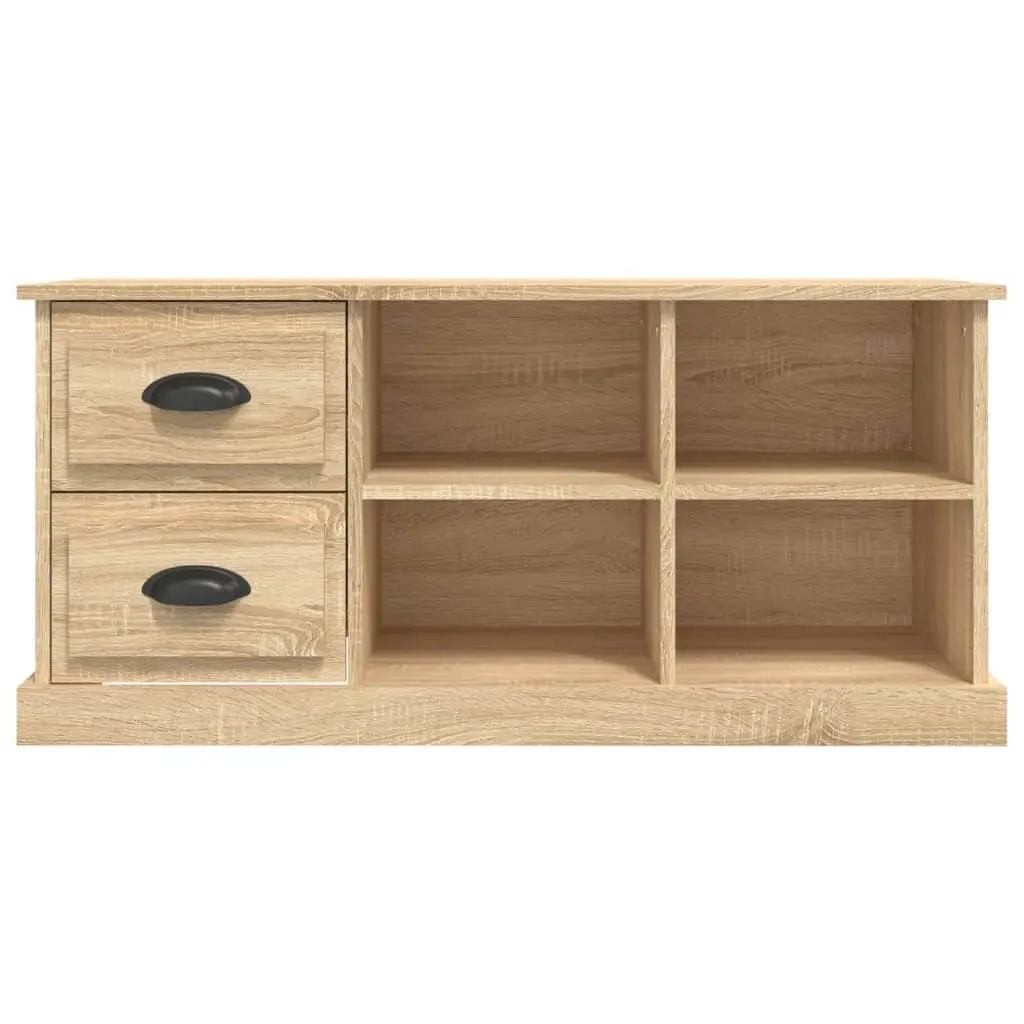 Brown Engineered Wood TV Cabinet with Open Storage