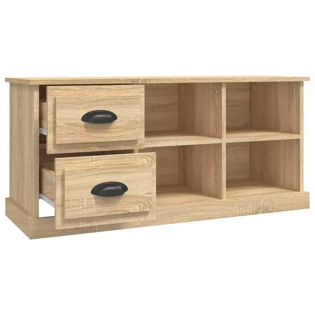 Brown Engineered Wood TV Cabinet with Open Storage