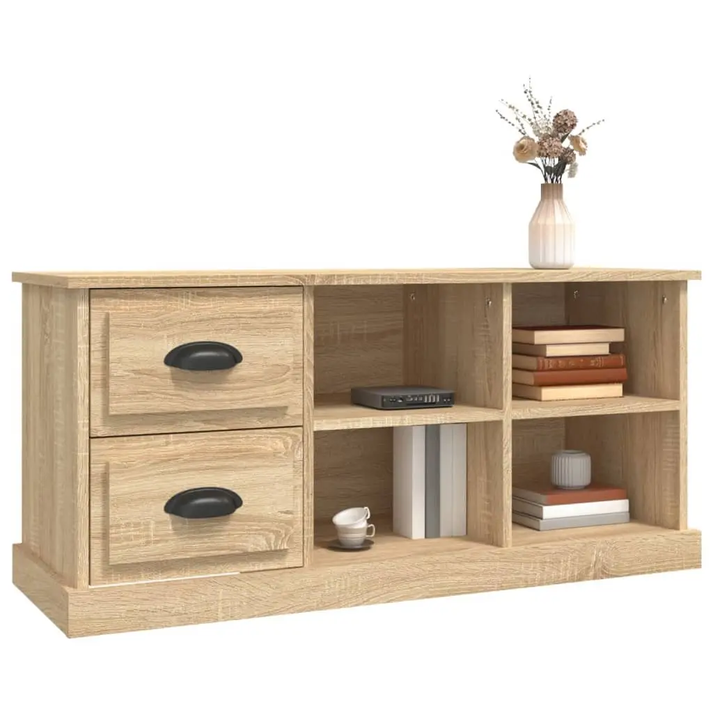 Brown Engineered Wood TV Cabinet with Open Storage