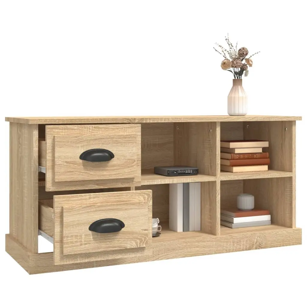 Brown Engineered Wood TV Cabinet with Open Storage