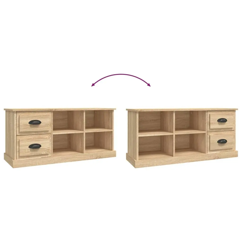 Brown Engineered Wood TV Cabinet with Open Storage