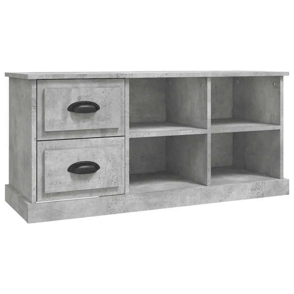 Grey TV Cabinet with 2 Drawers and Open Compartments