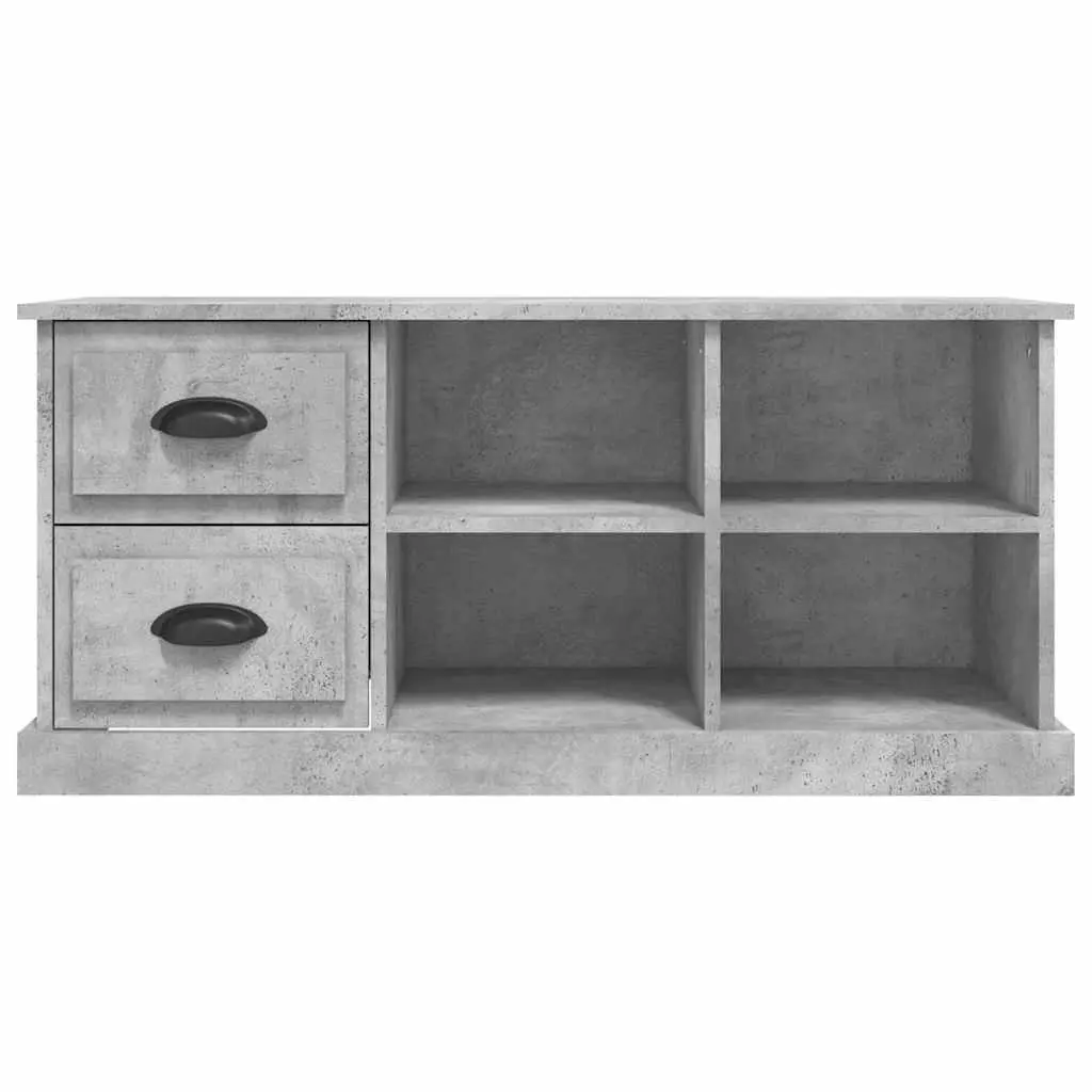 Grey TV Cabinet with 2 Drawers and Open Compartments