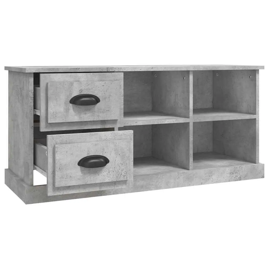 Grey TV Cabinet with 2 Drawers and Open Compartments