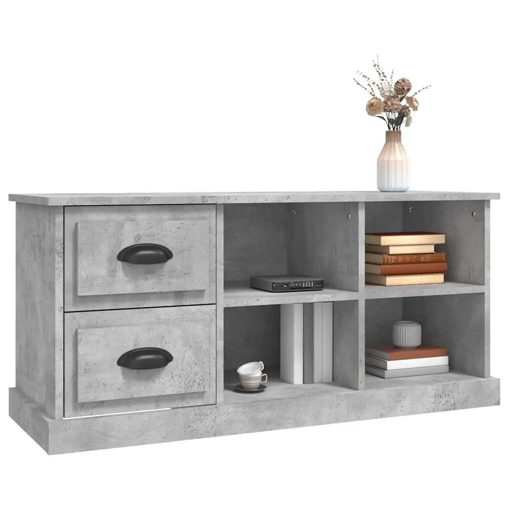 Grey TV Cabinet with 2 Drawers and Open Compartments