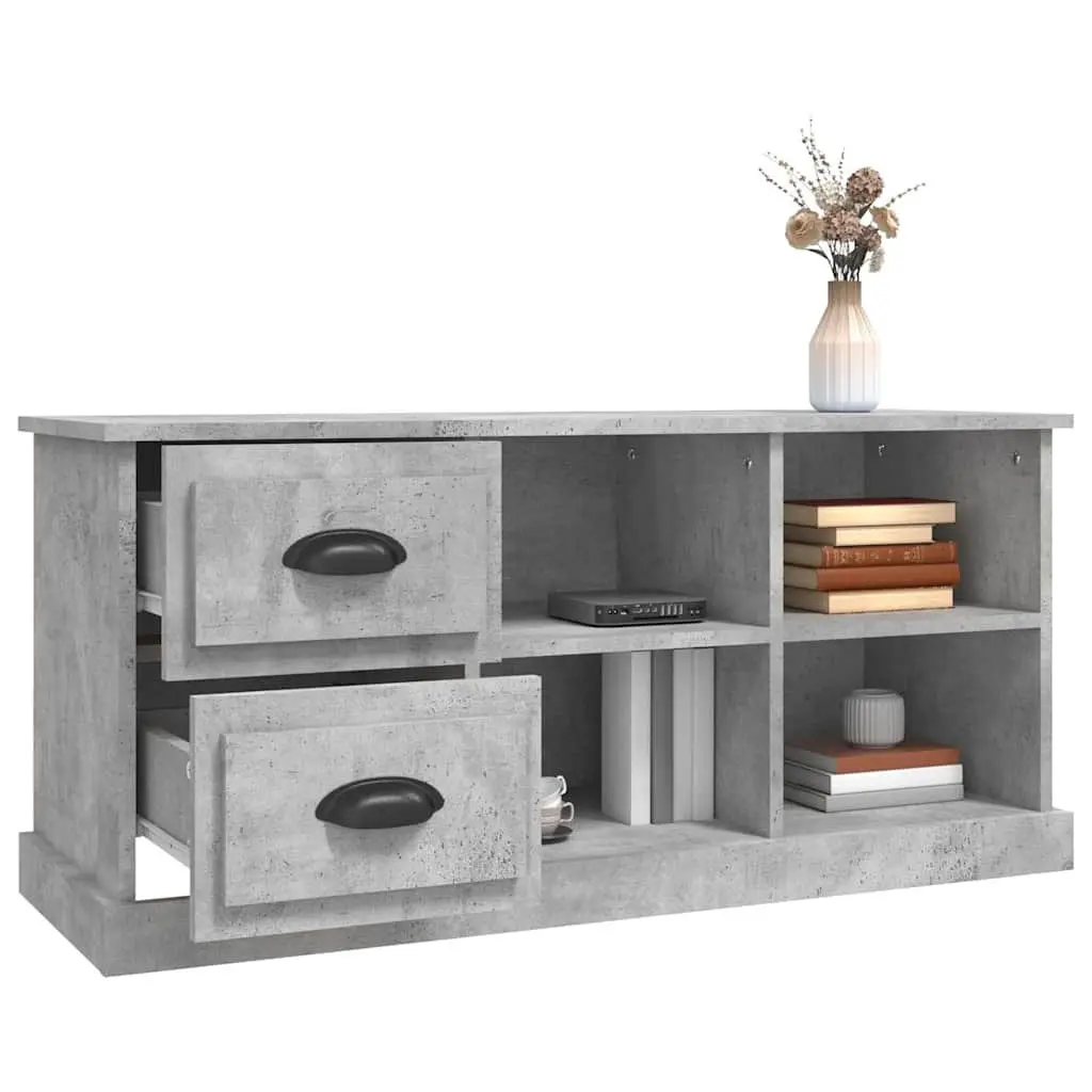 Grey TV Cabinet with 2 Drawers and Open Compartments