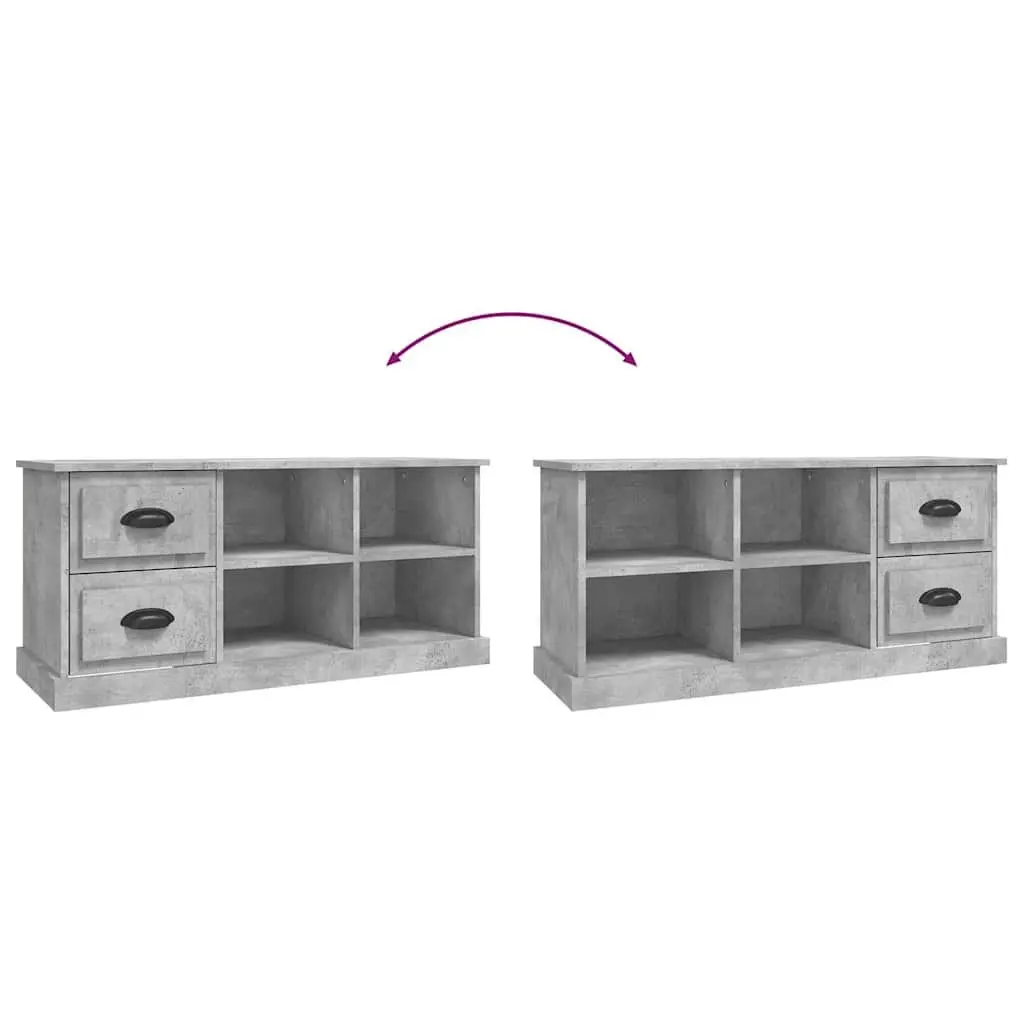 Grey TV Cabinet with 2 Drawers and Open Compartments