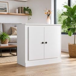 Warm White Sideboard Storage Cabinet 70x35.5x67.5 cm