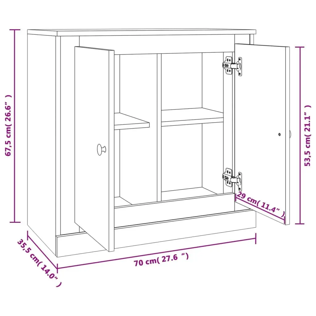 White Sideboard Storage Cabinet 70x35.5x67.5 cm Engineered Wood Home Furniture