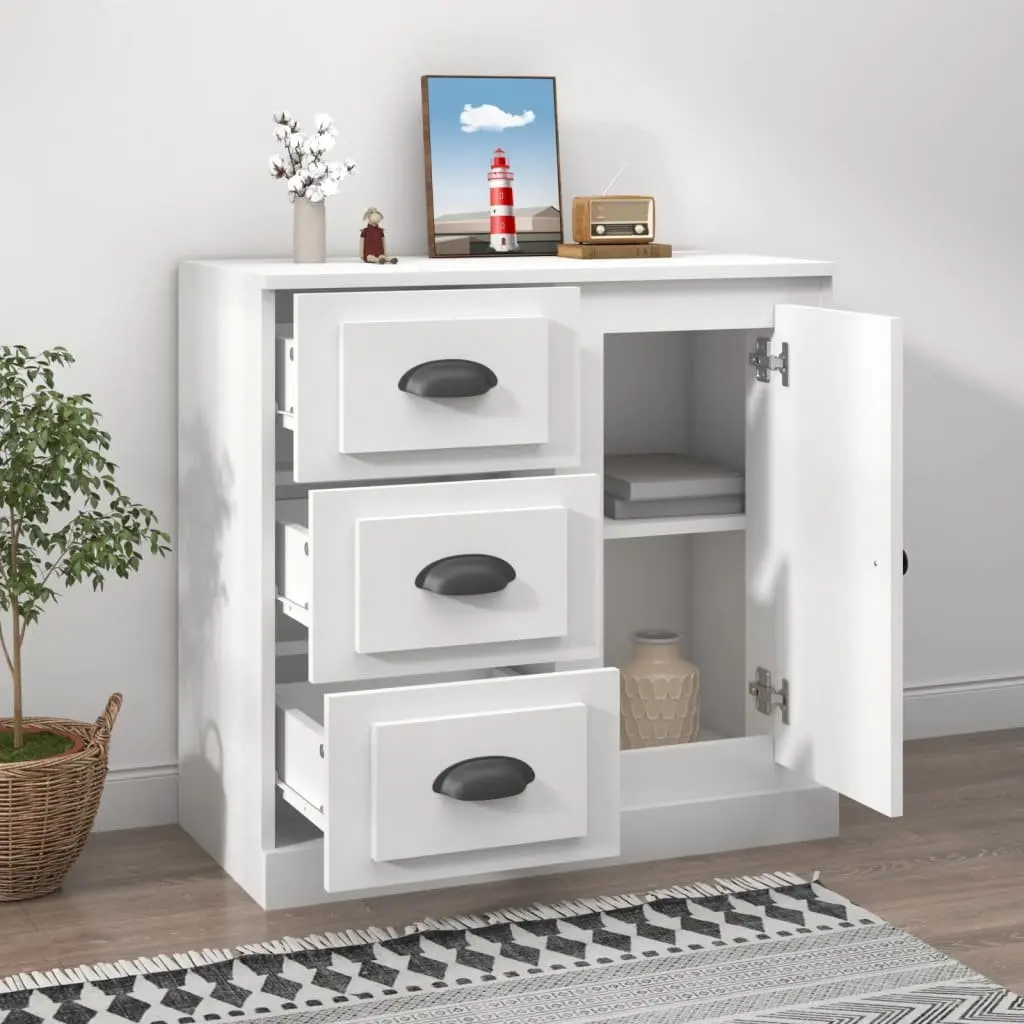 White Sideboard 70x35.5x67.5 cm Storage Cabinet Engineered Wood Furniture