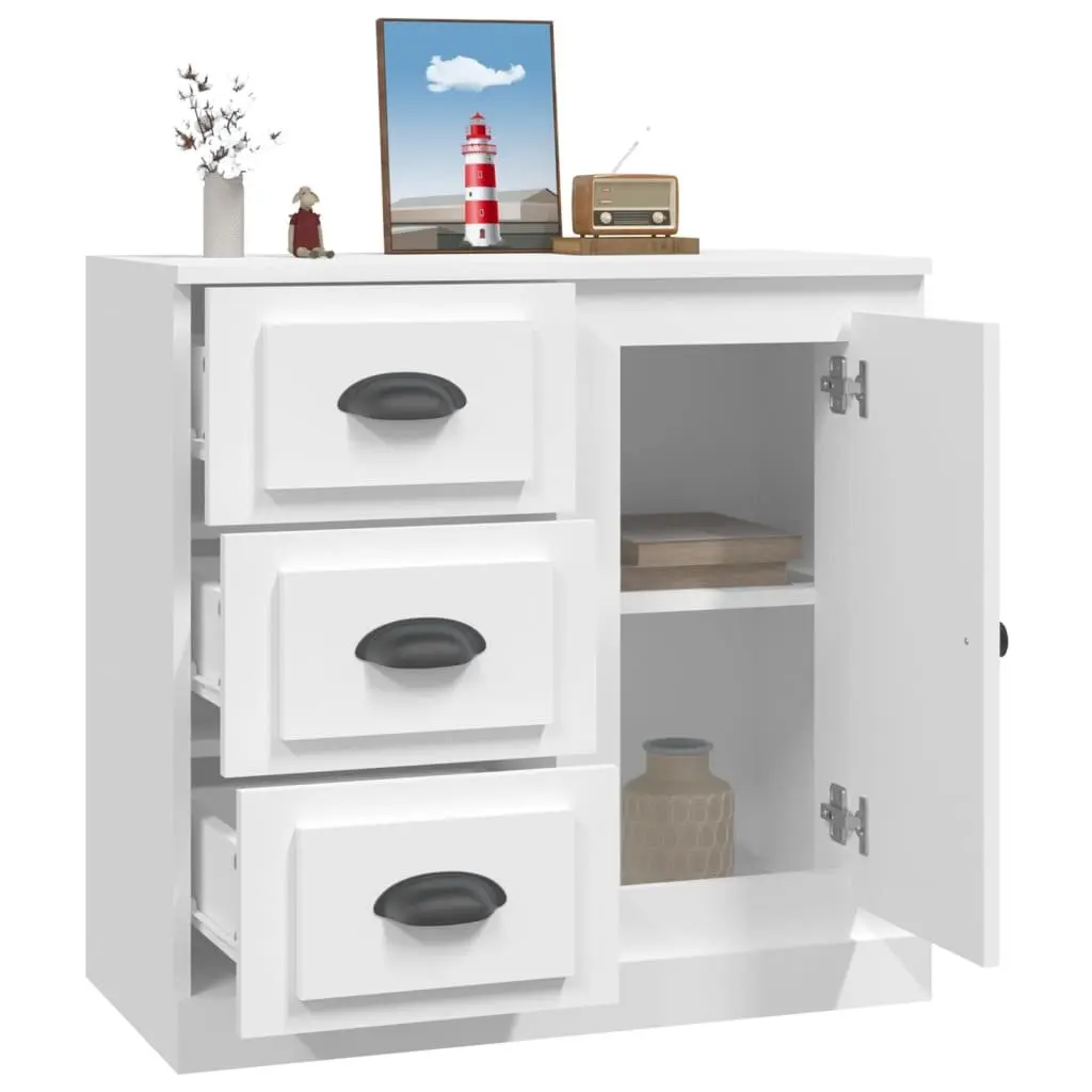White Sideboard 70x35.5x67.5 cm Storage Cabinet Engineered Wood Furniture