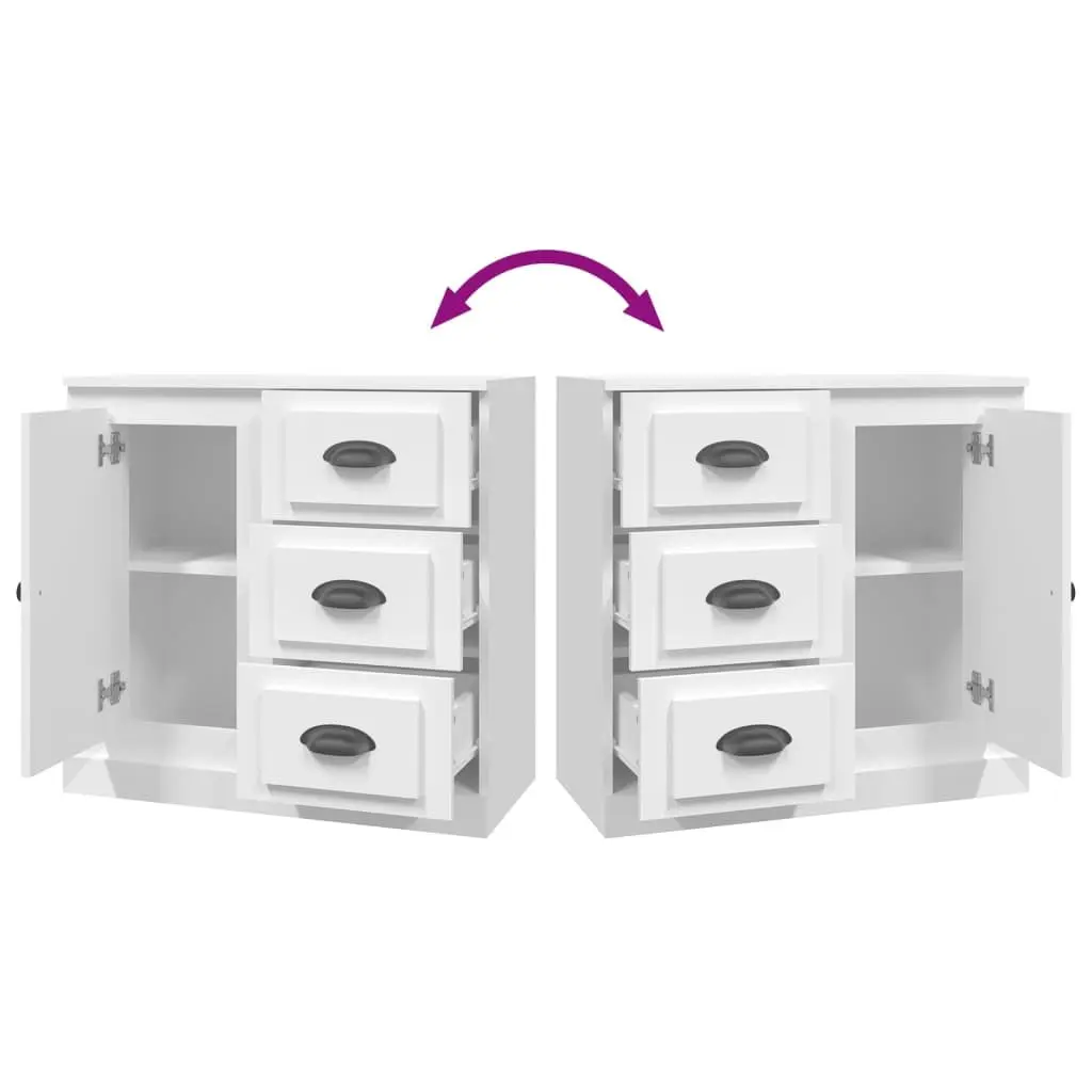 White Sideboard 70x35.5x67.5 cm Storage Cabinet Engineered Wood Furniture